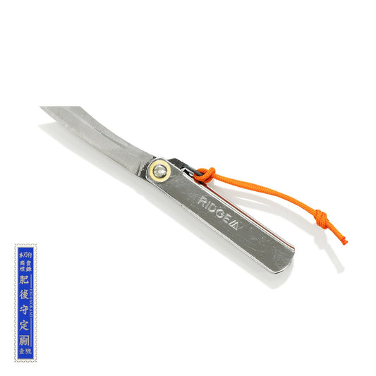 RIDGE MOUNTAIN GEAR 肥後守 Micro Knife ひごのかみマイクロナイフ Silver 刃を開いた状態(公式画像) - 山道具とULギアのお店 Ascend Lite