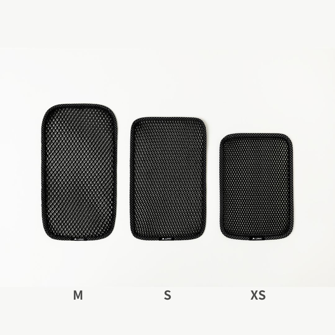 LUNA PROJECT Back Air Mesh Pad バックエアメッシュパッド M・S・XSの3サイズを並べて比較 - 山道具とULギアのお店 Ascend Lite