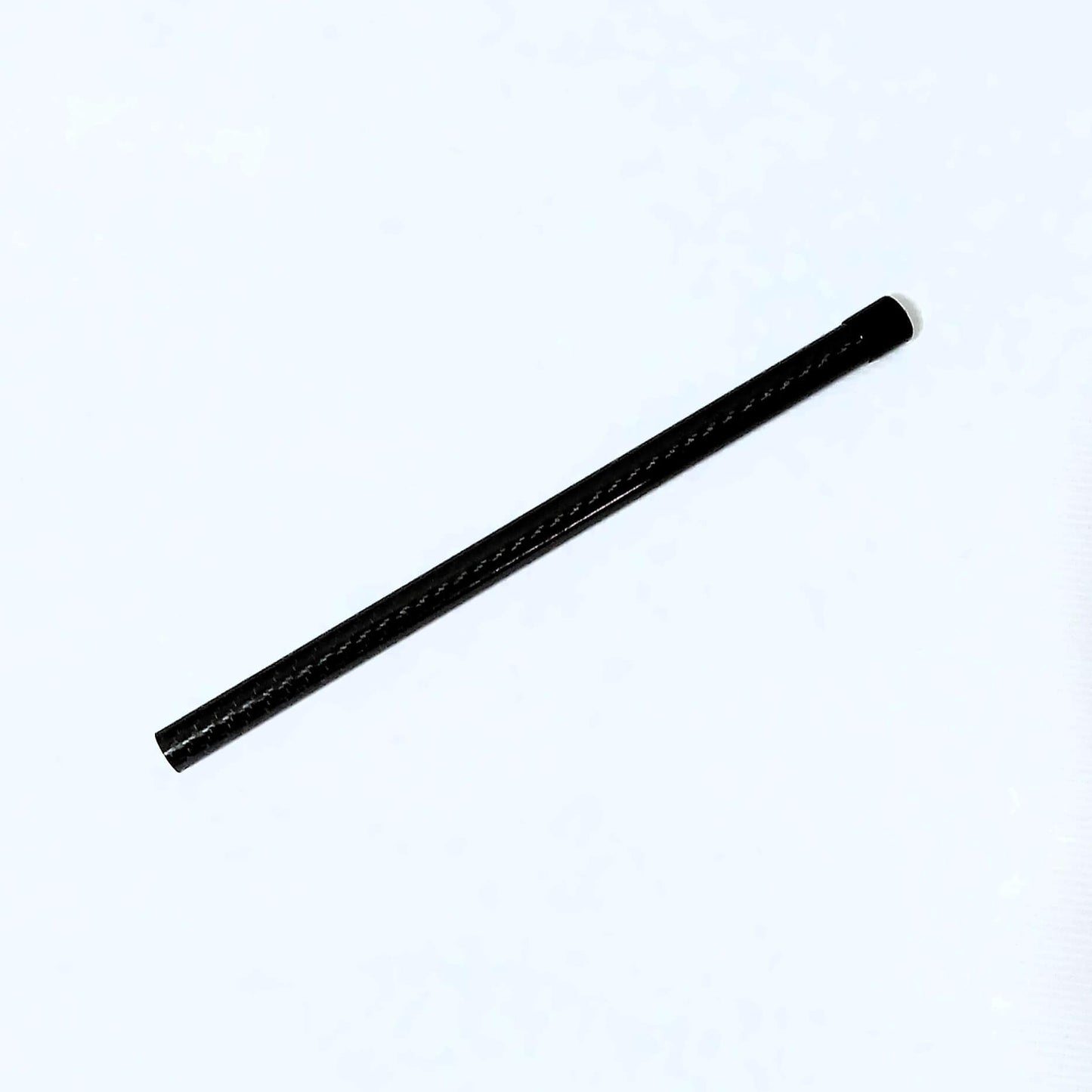 Zpacks Trekking Pole Jack トレッキングポールジャック 白背景に斜めに置いた全体 - カーボン綾織りのチューブ本体と端部の底面キャップ、全長約30.5cmの実物写真 - 山道具とULギアのお店 Ascend Lite