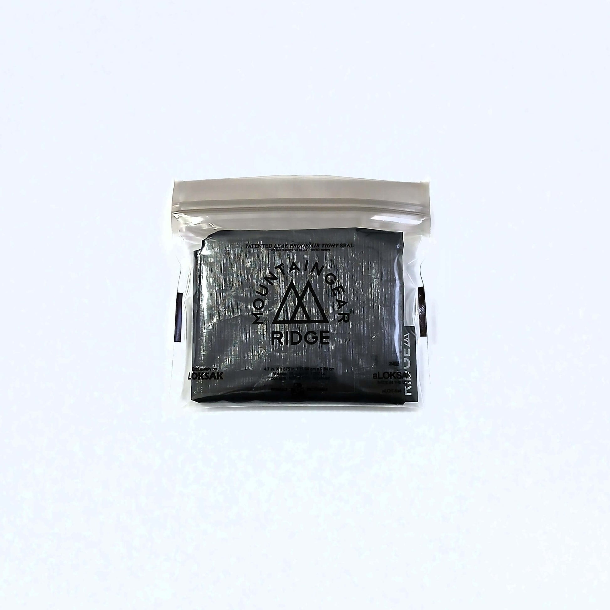 RIDGE MOUNTAIN GEAR Stuff Sack スタッフサック Deep Black 本体を折りたたんで付属のaLOKSAK XXSに収納した状態の実物写真 - 山道具とULギアのお店 Ascend Lite