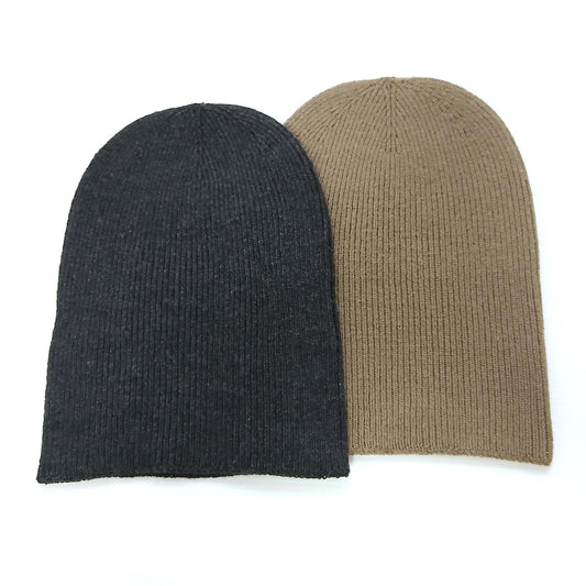 RIDGE MOUNTAIN GEAR Merino PlaX Beanie メリノプラックスビーニー Olive DriftwoodとSmoked Blackの2色を並べた平置き比較の実物写真 - 山道具とULギアのお店 Ascend Lite