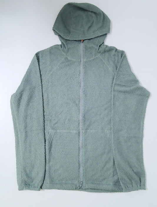 RIDGE MOUNTAIN GEAR Alpha Full Zip Hoodie アルファフルジップフーディ Sage Mist 全体（フルジップを閉じた前面）の実物写真 - 山道具とULギアのお店 Ascend Lite