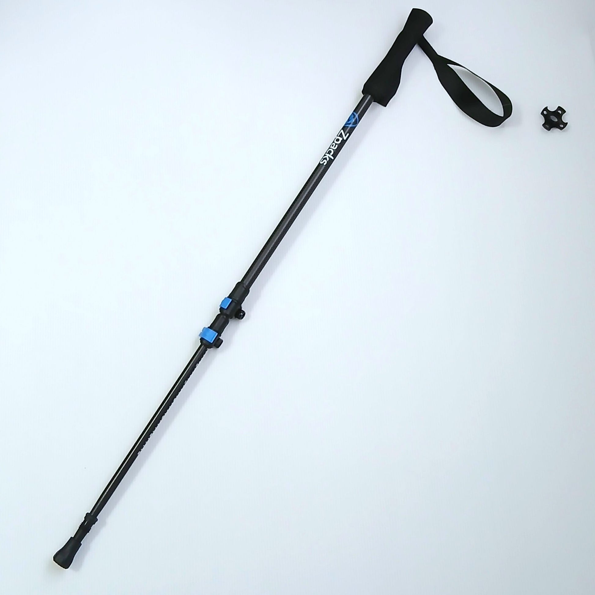 Zpacks Minimalist Trekking Pole ミニマリストトレッキングポール 実物全体 - 伸ばした状態・フォームグリップとリストストラップ、ラバーロードチップ装着 - 山道具とULギアのお店 Ascend Lite