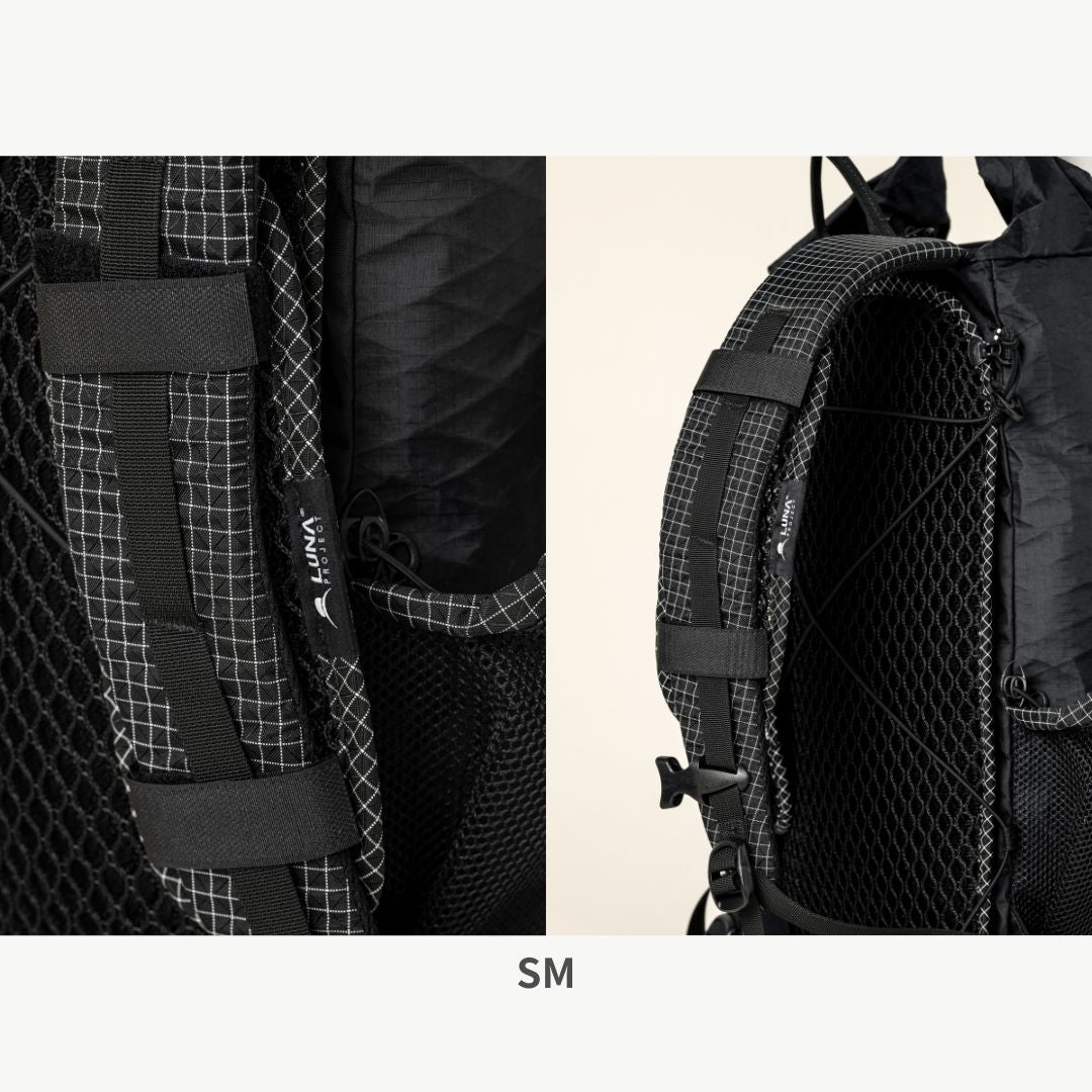 LUNA PROJECT Shoulder Air Mesh Pad SM をバックパックのショルダーストラップに装着した例 - 山道具とULギアのお店 Ascend Lite