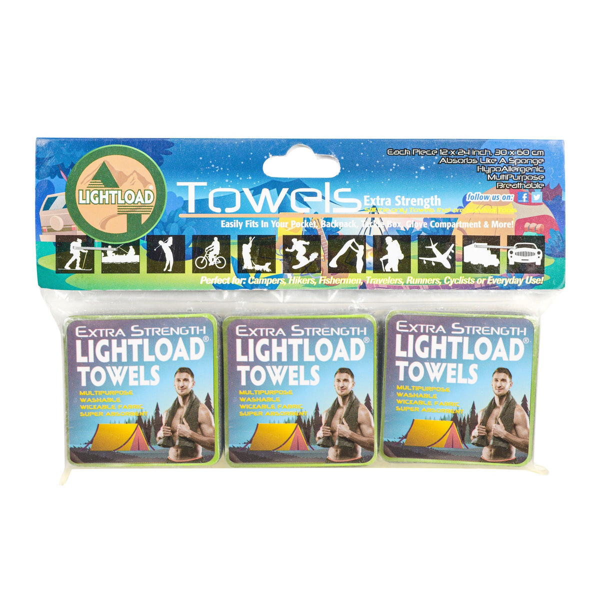 Lightload Towels Extra Strength ライトロードタオル 3個入り - 山道具とULギアのお店 Ascend Lite