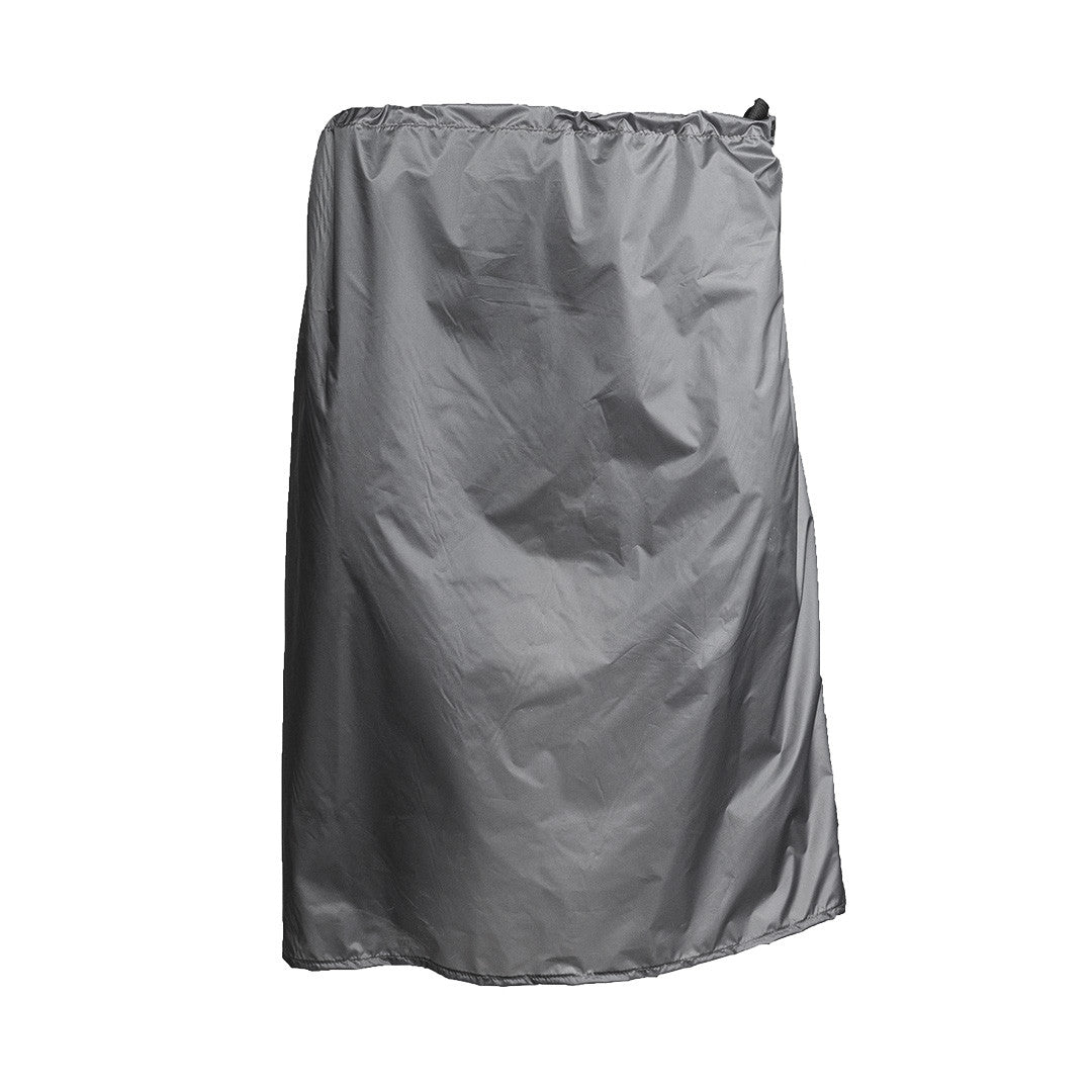 Enlightened Equipment Rain Wrap レインラップ Charcoal 正面全体・ウエストをショックコードで絞って着装した状態（公式画像） - 山道具とULギアのお店 Ascend Lite