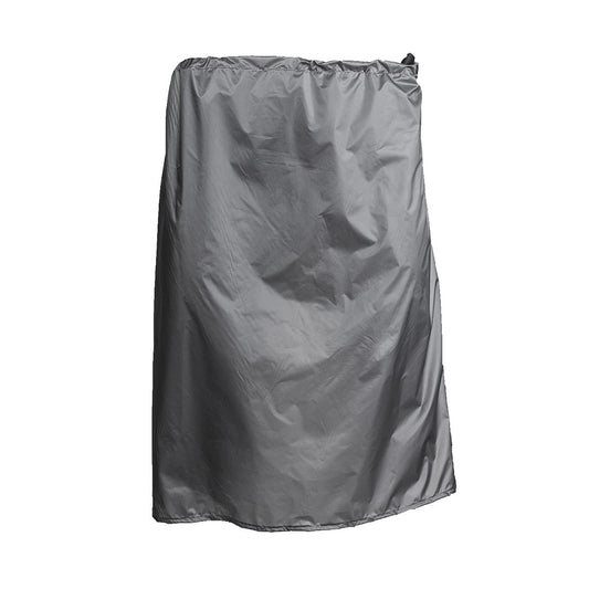 Enlightened Equipment Rain Wrap レインラップ Charcoal 正面全体・ウエストをショックコードで絞って着装した状態（公式画像） - 山道具とULギアのお店 Ascend Lite