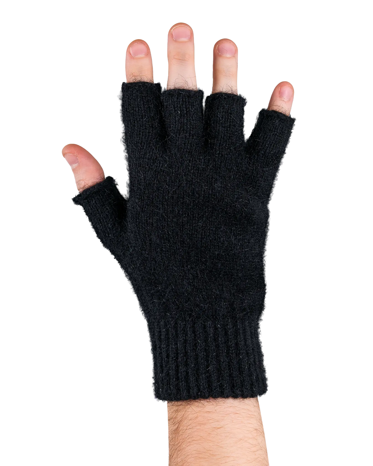Zpacks Fingerless Brushtail Possum Gloves フィンガーレスブラシテールポッサムグローブ - 着用して指先が出た状態を手の甲側から見た状態（公式画像） - 山道具とULギアのお店 Ascend Lite