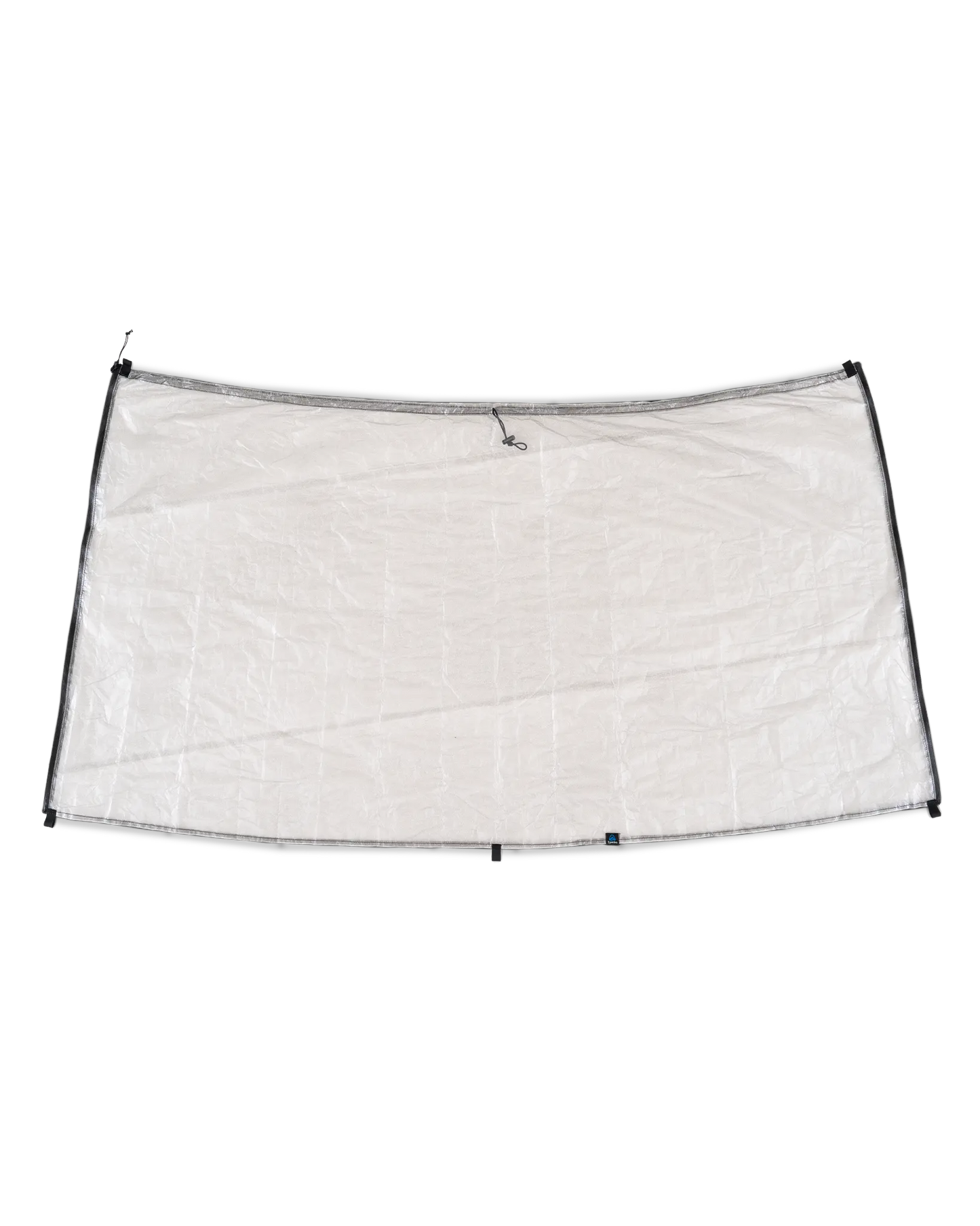 Zpacks DCF Rain Kilt DCFレインキルト 広げた全体 - 平置きで台形に広げた状態。裾広がりの円錐カットと四隅・下辺のタイアウトループが見え、シートとして使える（公式画像） - 山道具とULギアのお店 Ascend Lite