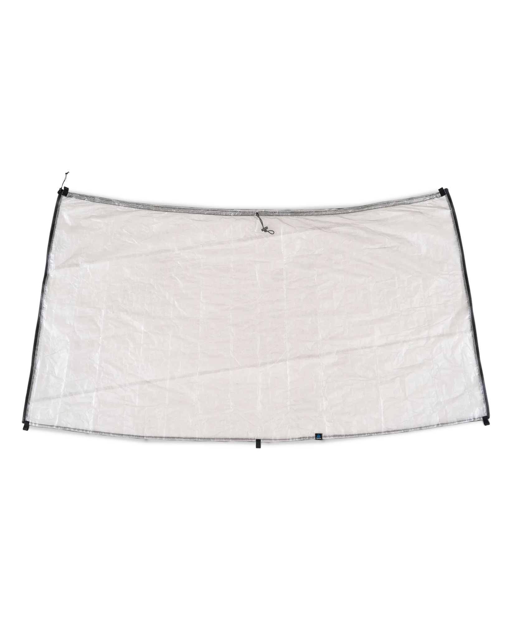 Zpacks DCF Rain Kilt DCFレインキルト 広げた全体 - 平置きで台形に広げた状態。裾広がりの円錐カットと四隅・下辺のタイアウトループが見え、シートとして使える（公式画像） - 山道具とULギアのお店 Ascend Lite