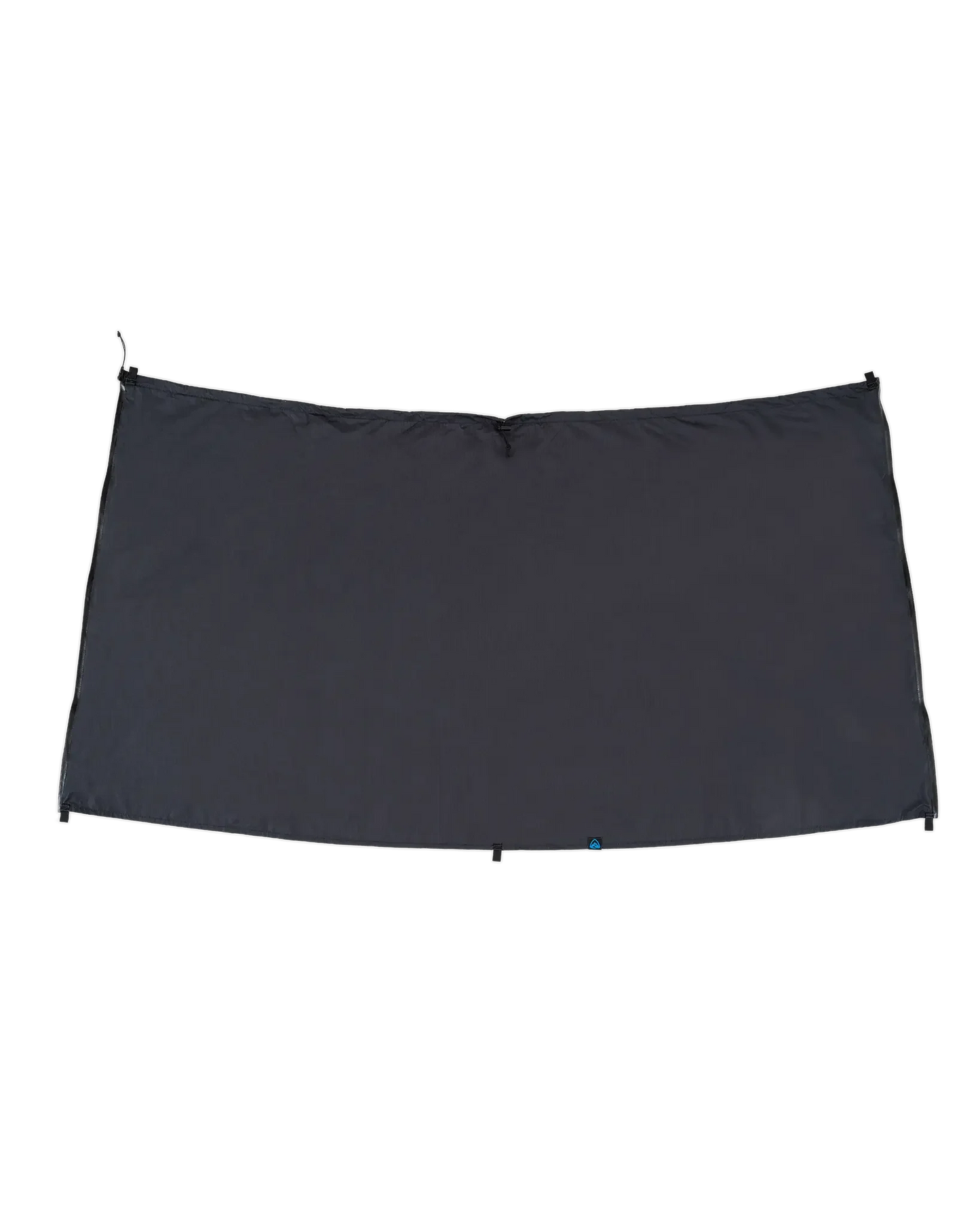 Zpacks Vertice Rain Kilt バーティスレインキルト Black 全体 - フルオープンで広げた状態。四隅と裾中央のタイアウトループ - 山道具とULギアのお店 Ascend Lite