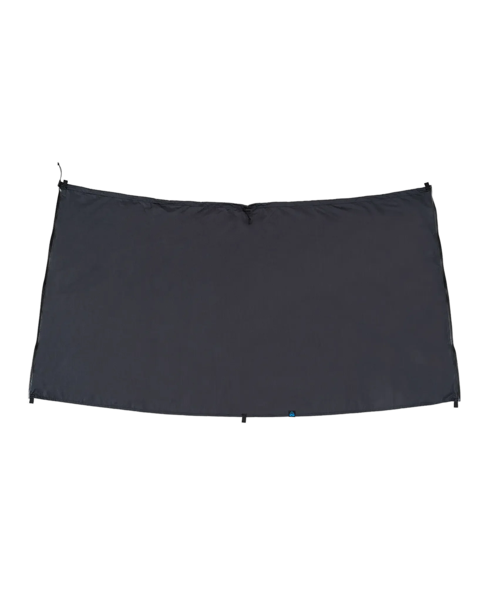Zpacks Vertice Rain Kilt バーティスレインキルト Black 全体 - フルオープンで広げた状態。四隅と裾中央のタイアウトループ - 山道具とULギアのお店 Ascend Lite