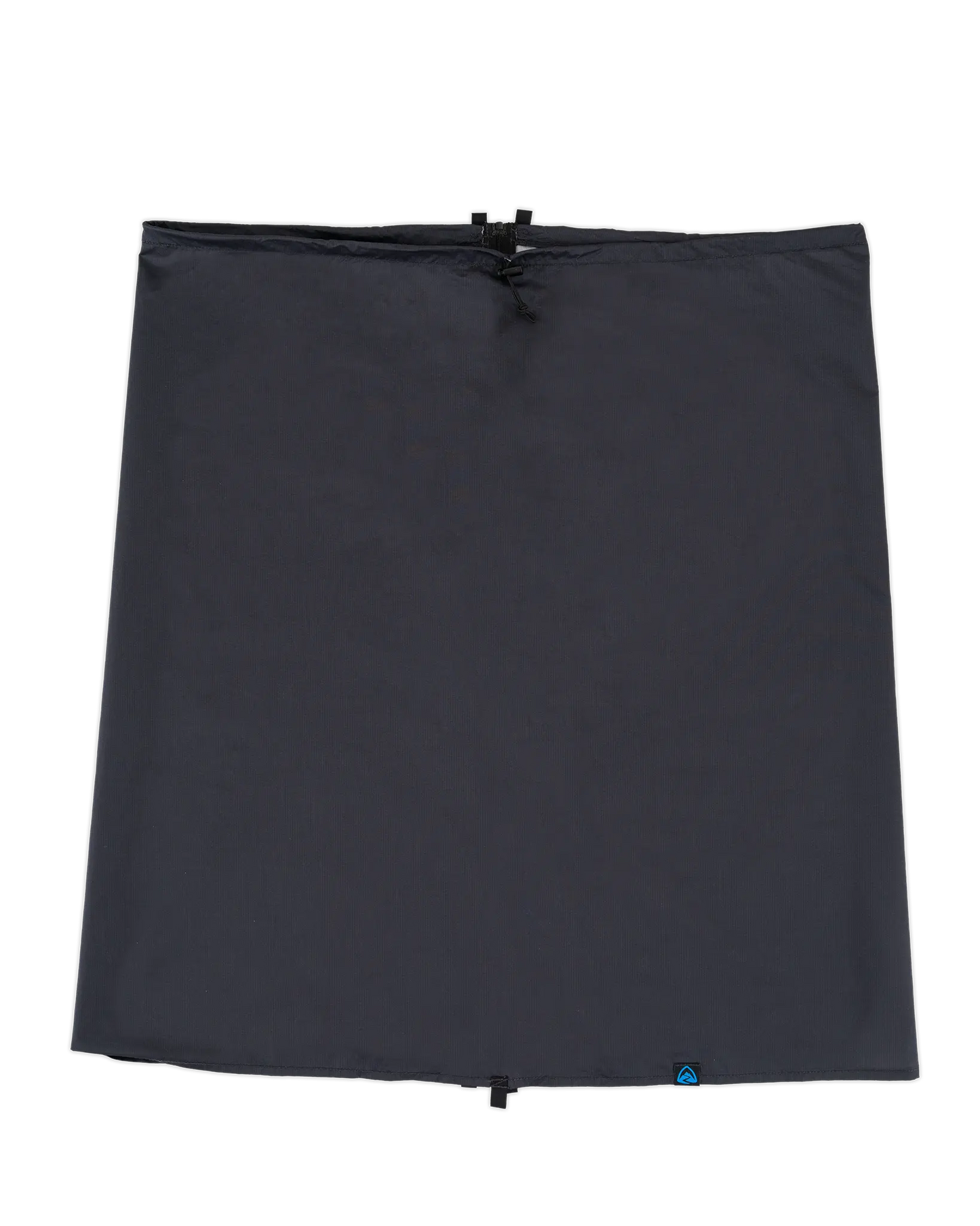 Zpacks Vertice Rain Kilt バーティスレインキルト Black 平置き - ジッパーを閉じた円錐形状。裾広がりのシルエット - 山道具とULギアのお店 Ascend Lite