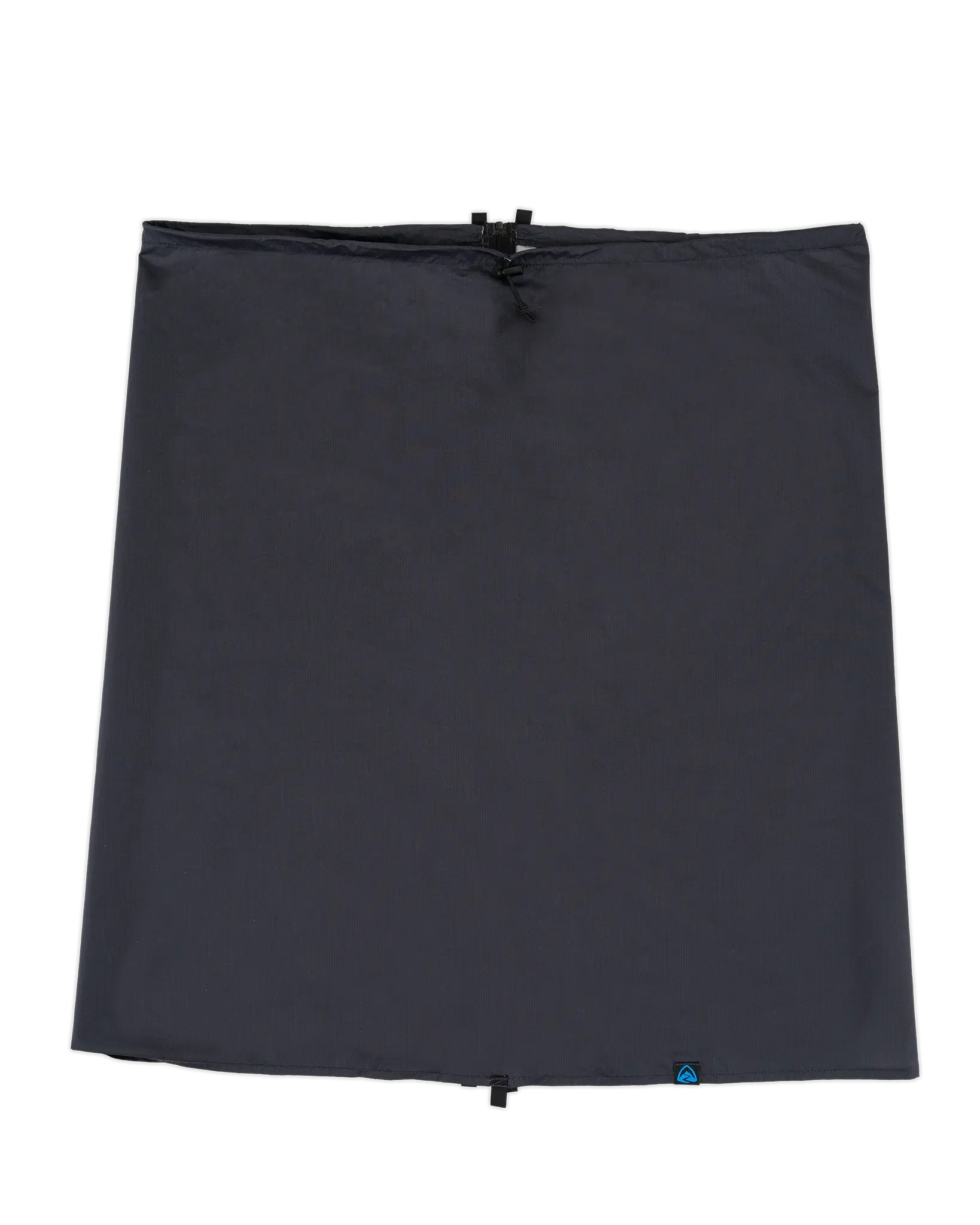 Zpacks Vertice Rain Kilt バーティスレインキルト Black 平置き - ジッパーを閉じた円錐形状。裾広がりのシルエット - 山道具とULギアのお店 Ascend Lite