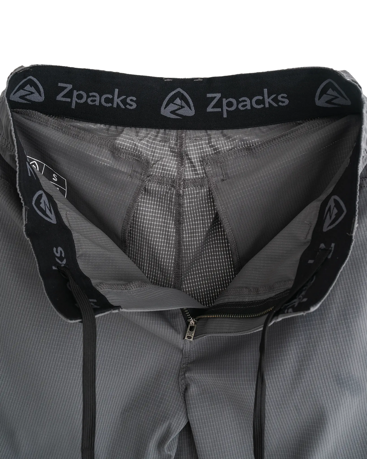 Zpacks Travel & Trail Convertible Hiking Pants トラベル＆トレイル コンバーチブル ハイキングパンツ Gray - ウエスト内側のゴムとドローコード（公式画像） - 山道具とULギアのお店 Ascend Lite