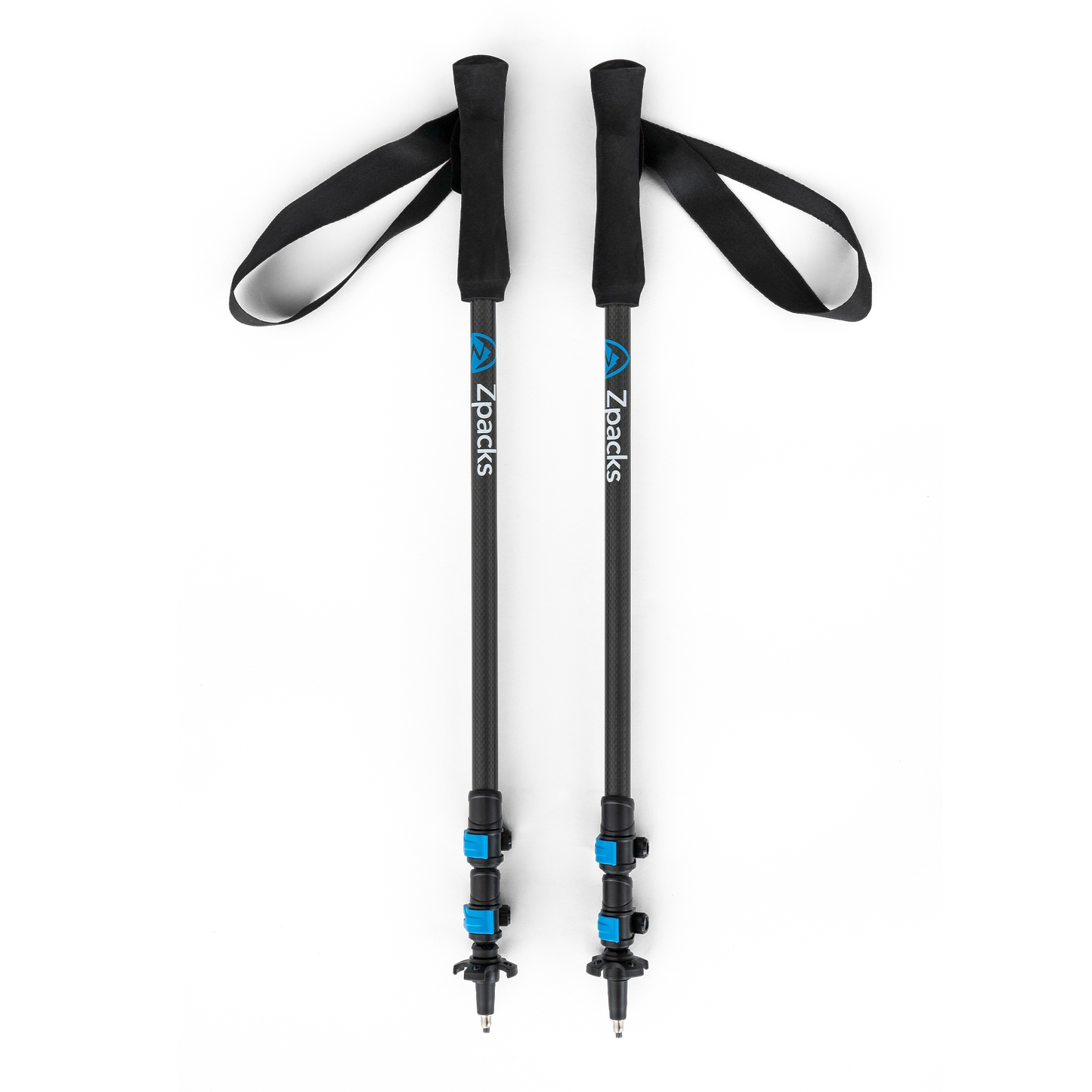 Zpacks Minimalist Trekking Pole ミニマリストトレッキングポール 2本を最短まで縮めた収納状態・下部に寄った2カ所のクラスプロックと先端チップ（公式画像） - 山道具とULギアのお店 Ascend Lite