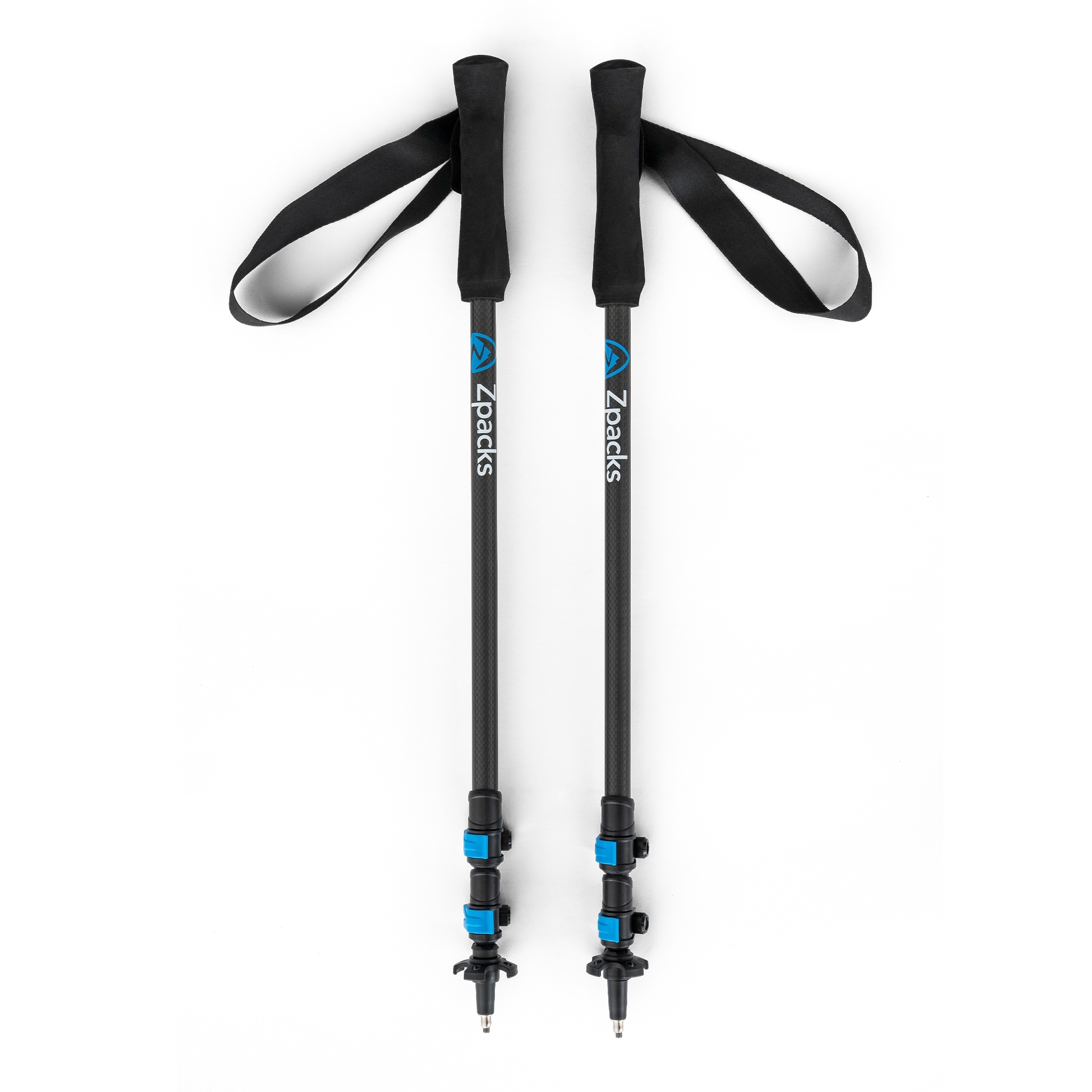 Zpacks Minimalist Trekking Pole ミニマリストトレッキングポール 2本を最短まで縮めた収納状態・下部に寄った2カ所のクラスプロックと先端チップ（公式画像） - 山道具とULギアのお店 Ascend Lite