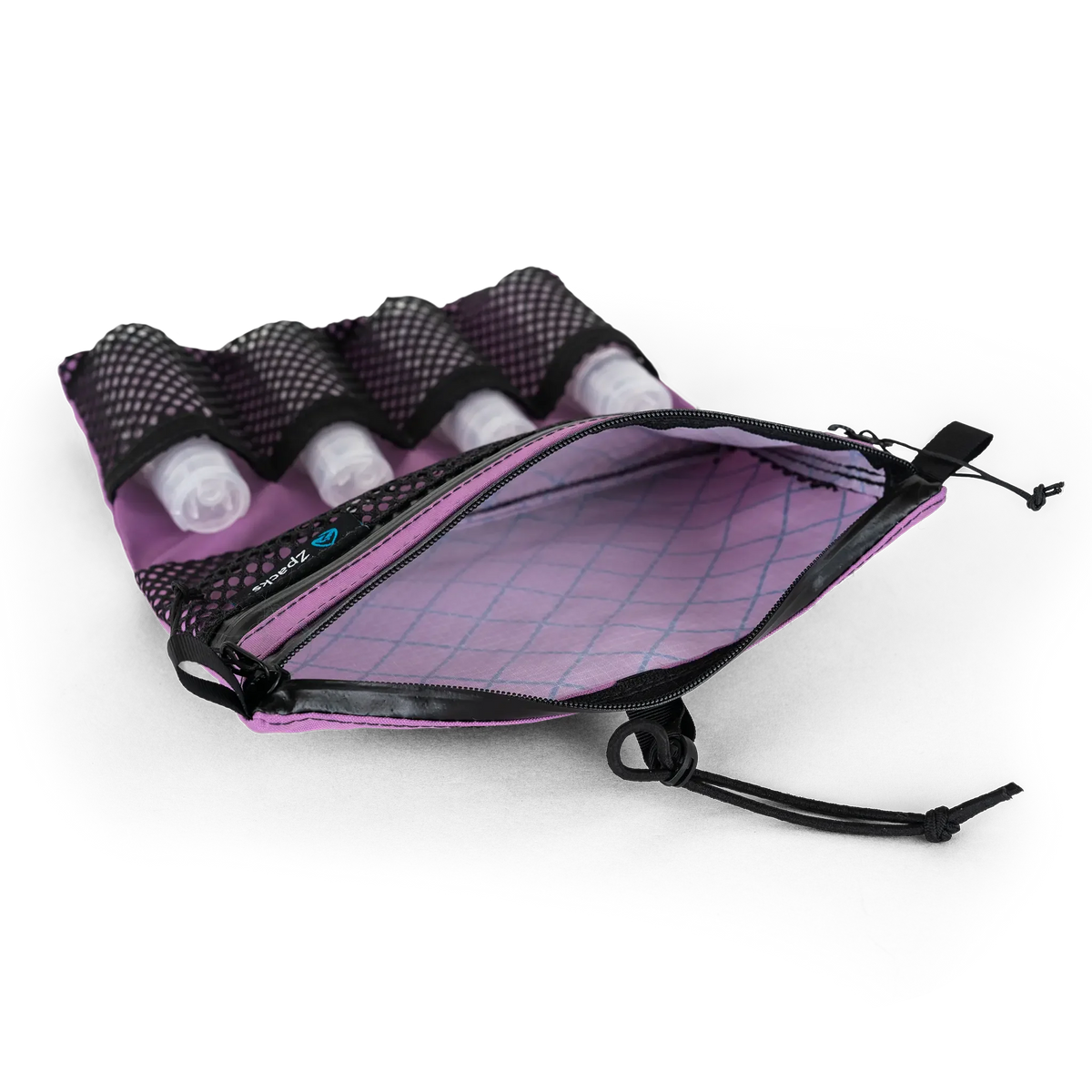 Zpacks Shower Satchel シャワーサッチェル Lilac - 内側のジッパーポケットを開いた状態（公式画像） - 山道具とULギアのお店 Ascend Lite