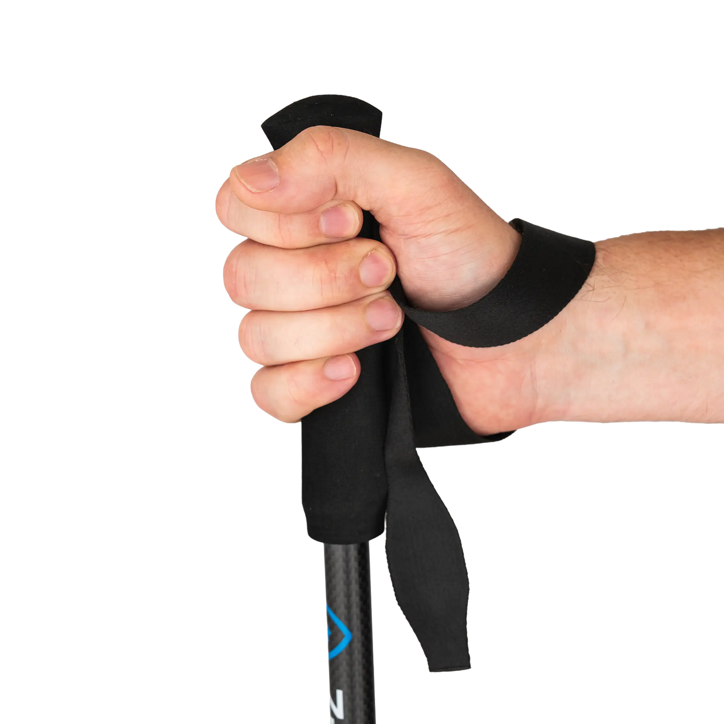 Zpacks Minimalist Trekking Pole ミニマリストトレッキングポール リストストラップに手首を通してグリップを握った使用イメージ・ストラップの通し方がわかる接写（公式画像） - 山道具とULギアのお店 Ascend Lite