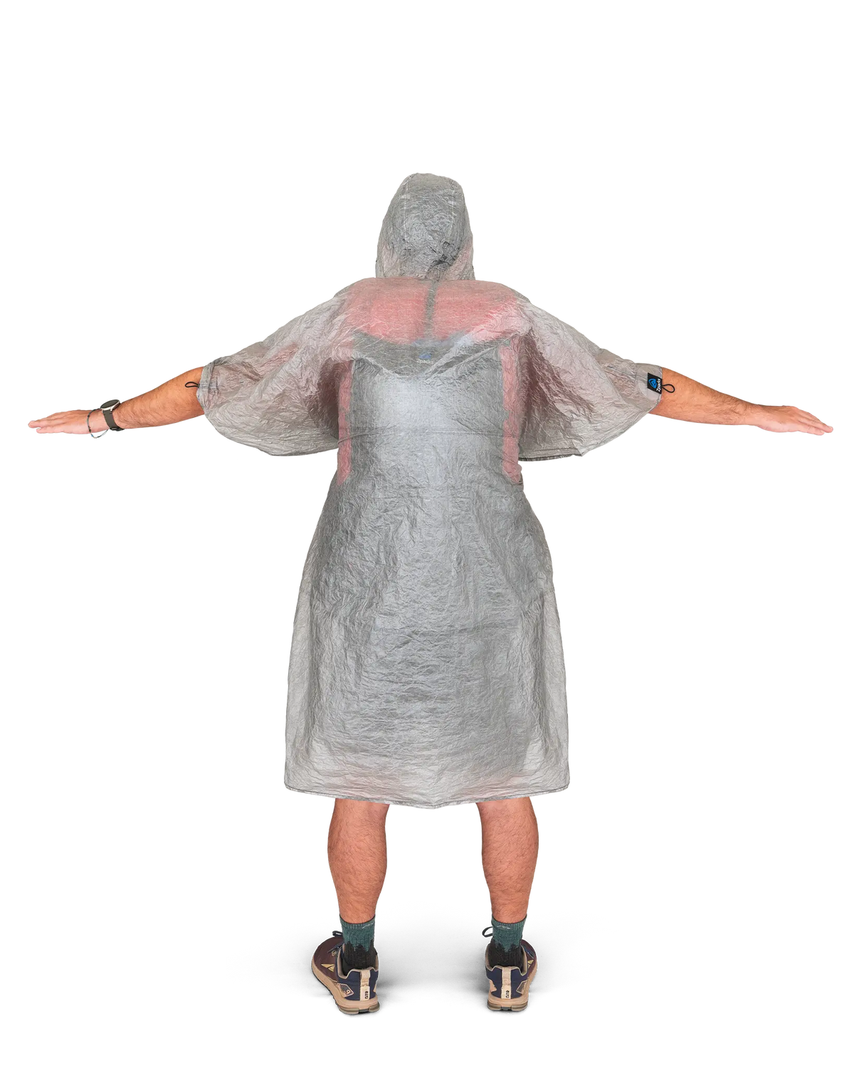 Zpacks Convertible Groundsheet Poncho コンバーチブルグランドシートポンチョ - 両腕を広げた背面（公式画像） - 山道具とULギアのお店 Ascend Lite