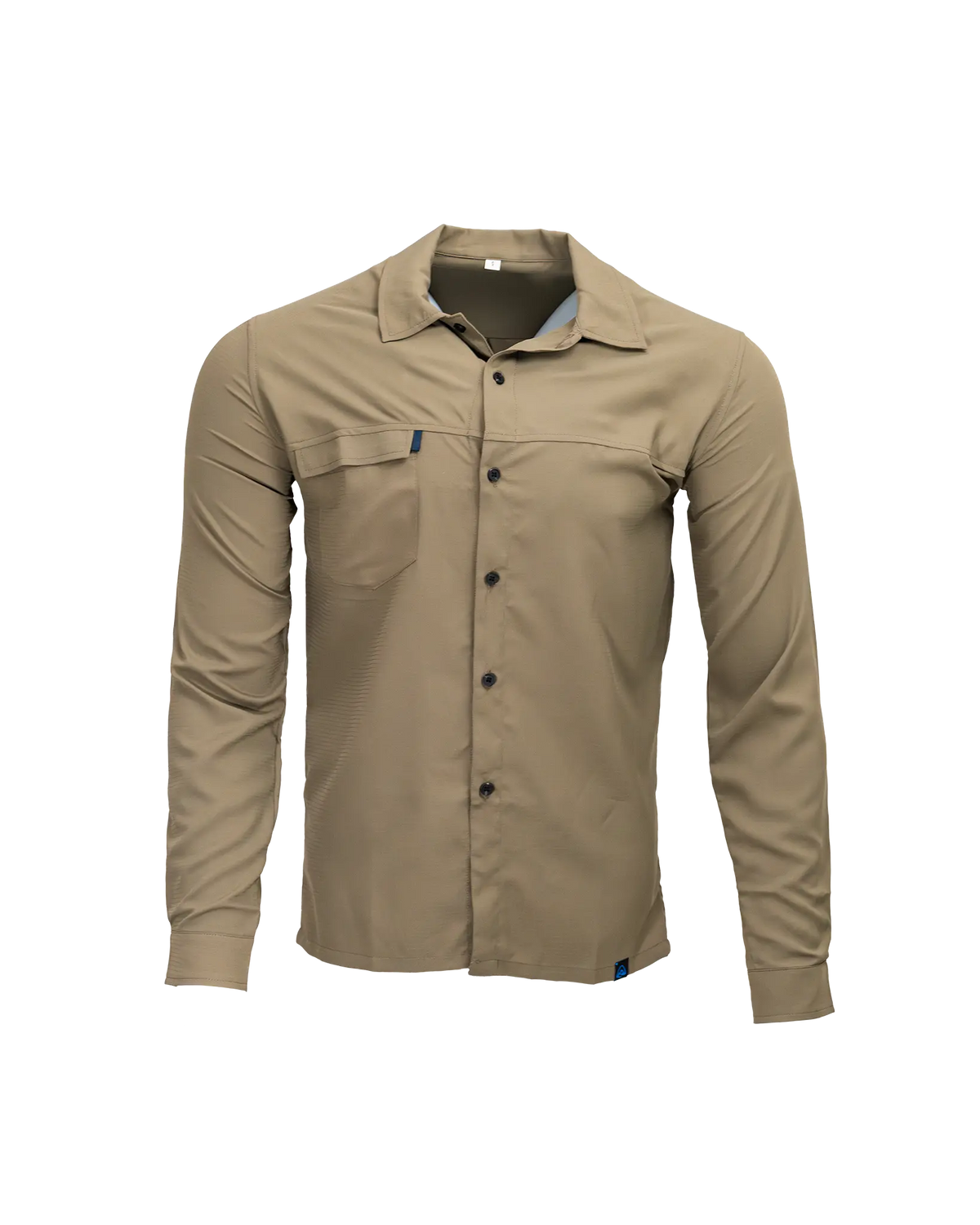 Zpacks x TownShirt Button Up Hiking Shirt タウンシャツ ボタンアップハイキングシャツ Olive Drab - 平置きした正面全体（公式画像） - 山道具とULギアのお店 Ascend Lite