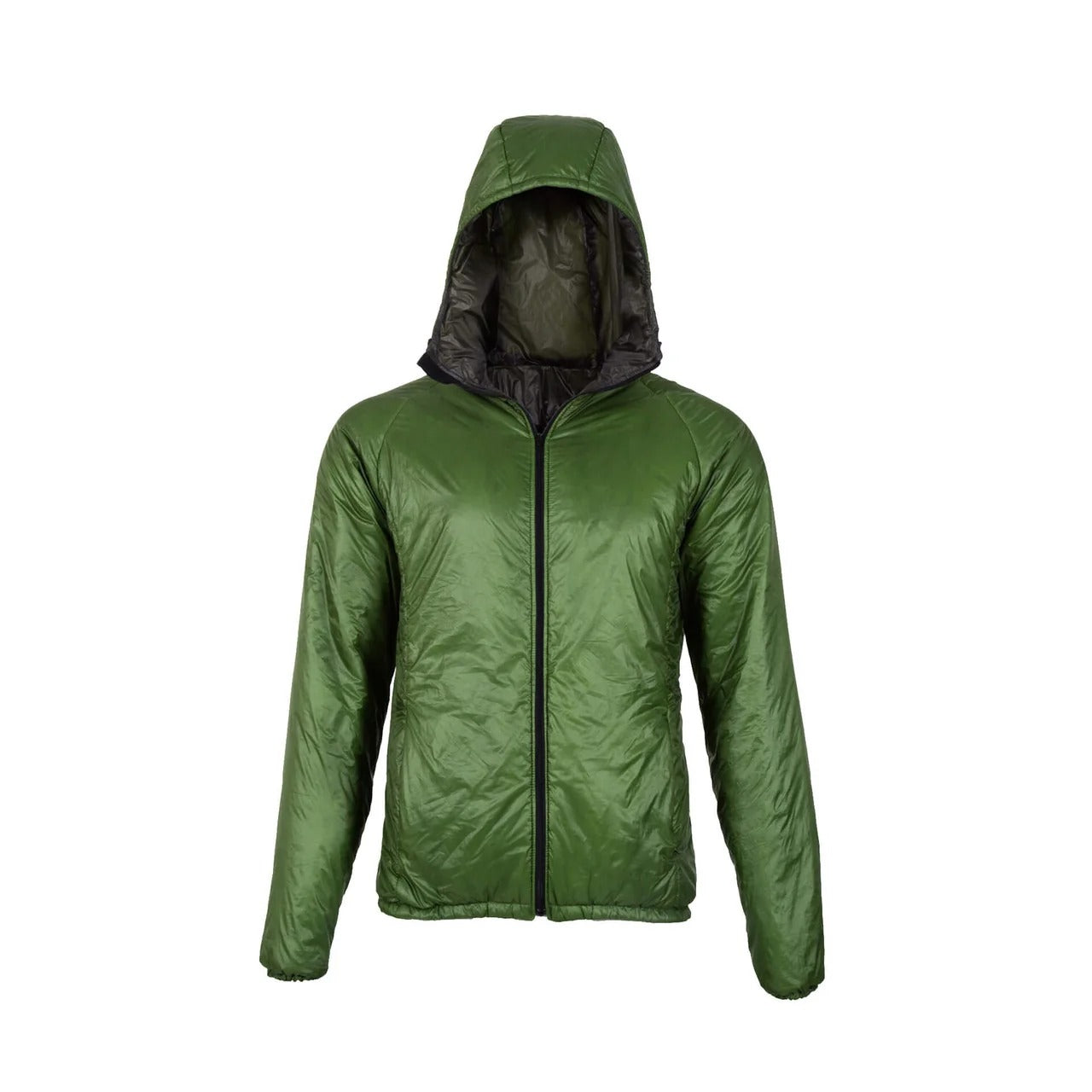 Enlightened Equipment Men's Torrid Jacket トリッドジャケット Forest 10D / Charcoal 10D フロント全体 - 山道具とULギアのお店 Ascend Lite