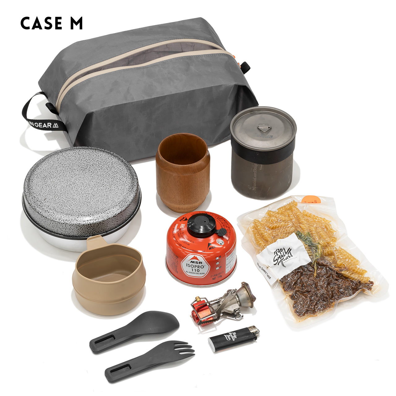 RIDGE MOUNTAIN GEAR JUN OSON×RIDGE Case M ケースM 収納例（クッカー・カトラリーなどの調理用具）（無地モデル・公式画像） - 山道具とULギアのお店 Ascend Lite