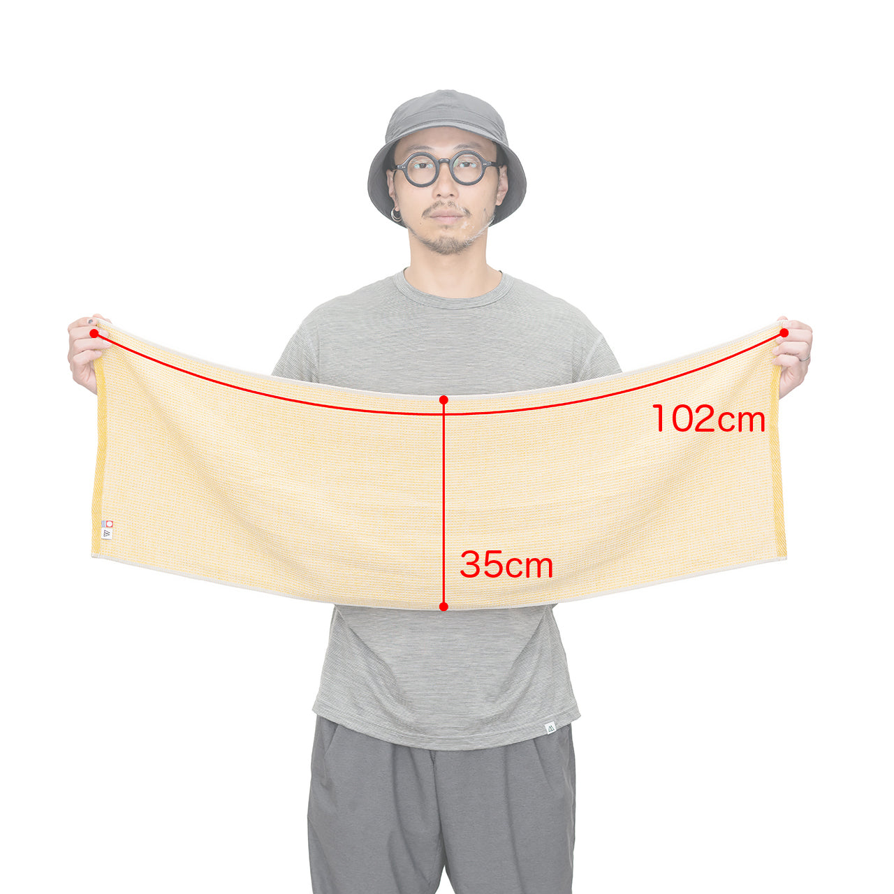 RIDGE MOUNTAIN GEAR Waffle Neck Wrap Towel ワッフルネックラップタオル 寸法図（約35cm×102cm）（公式画像） - 山道具とULギアのお店 Ascend Lite