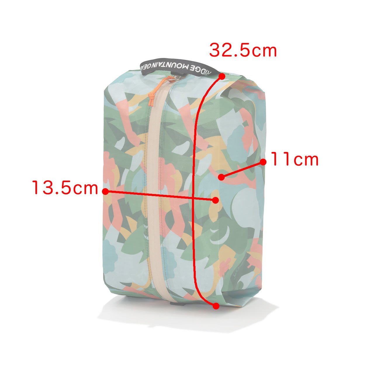 RIDGE MOUNTAIN GEAR JUN OSON×RIDGE Case M ケースM 縦32.5cm×横13.5cm×マチ11cmの寸法を示した図（公式画像） - 山道具とULギアのお店 Ascend Lite