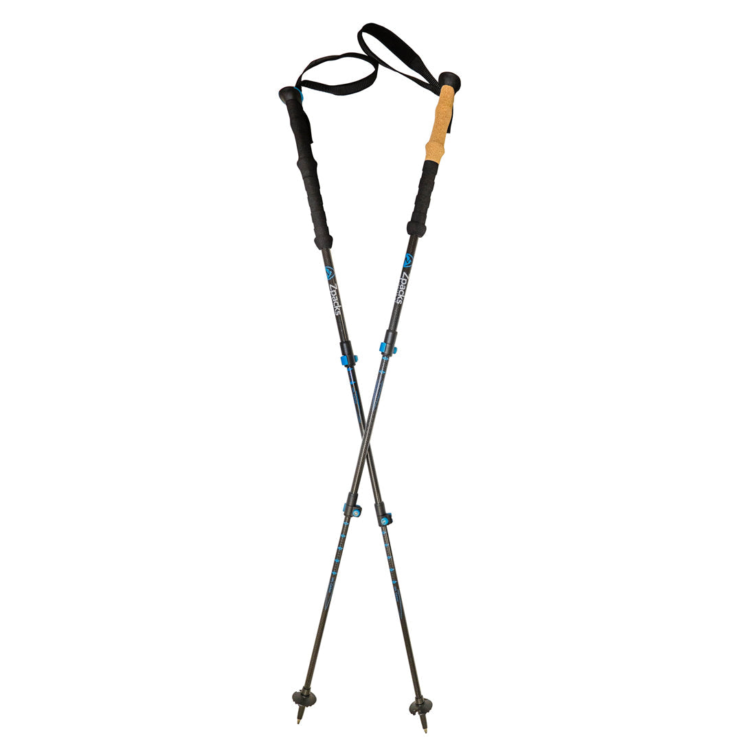 Zpacks Carbon Fiber Trekking Pole カーボンファイバートレッキングポール Cork - コルクグリップ2本を交差させた全体カット（公式画像） - 山道具とULギアのお店 Ascend Lite