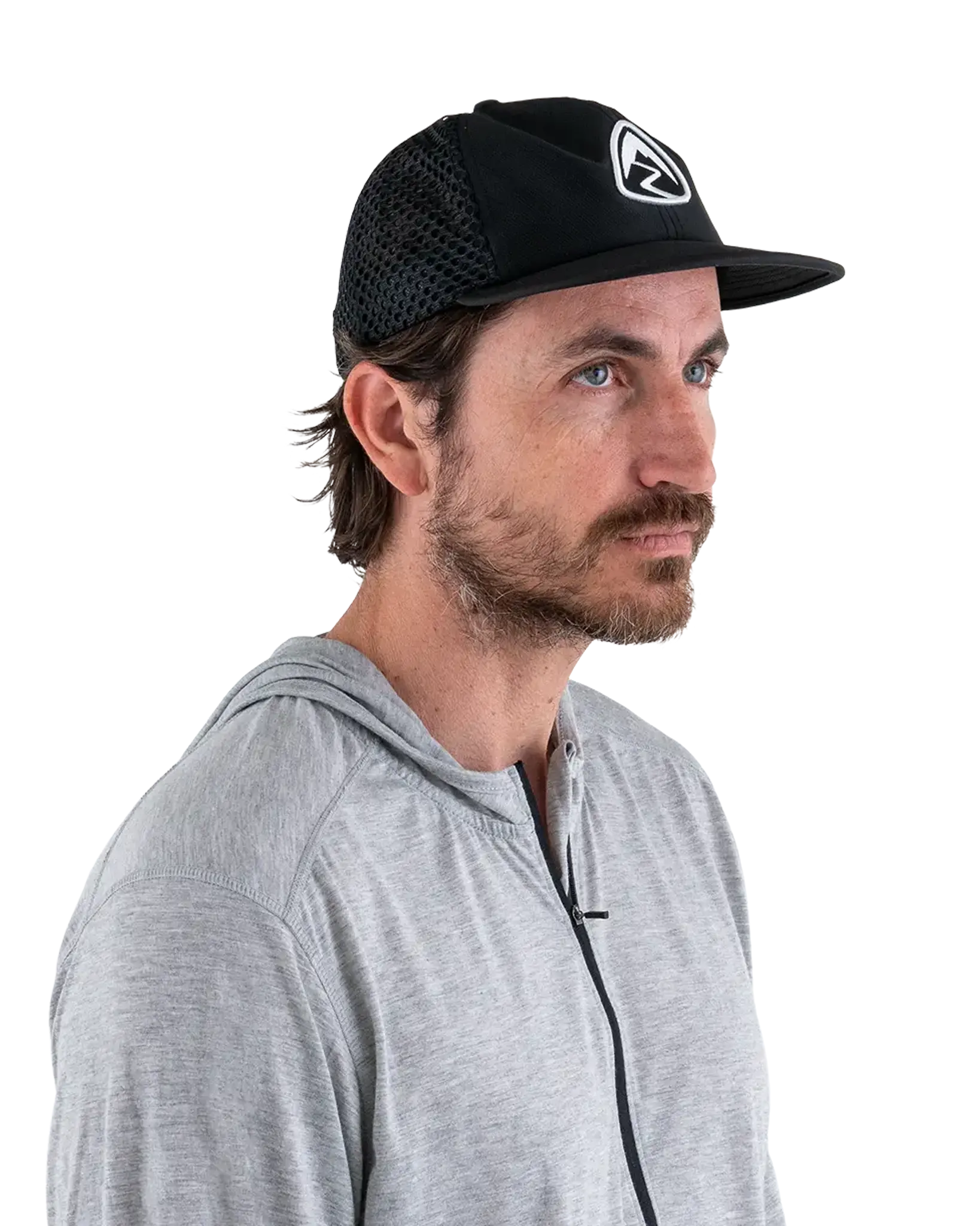 Zpacks Foldable Trail Hat フォルダブルトレイルハット Black - 着用イメージ（男性・横向き） - 山道具とULギアのお店 Ascend Lite