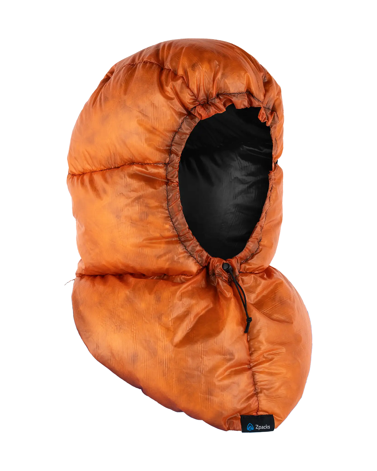 Zpacks Down Hood ダウンフード Black / Orange - オレンジ面を外側にした斜め前の全体（公式画像） - 山道具とULギアのお店 Ascend Lite