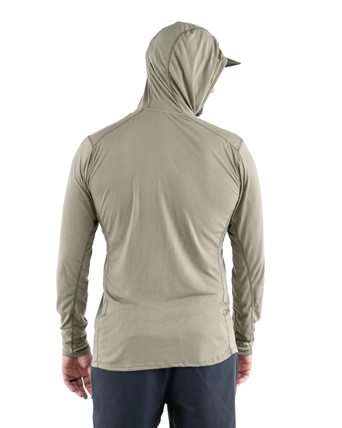 Zpacks Mirage Merino Sun Hoody ミラージュメリノサンフーディ Light Olive - 背面全体のダブテールの裾（公式画像） - 山道具とULギアのお店 Ascend Lite